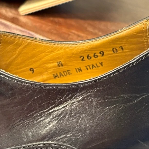 John W. Nordstrom Black Italian Leather Cap-Toe Oxfords - Sz 9 - Picture 5 of 7